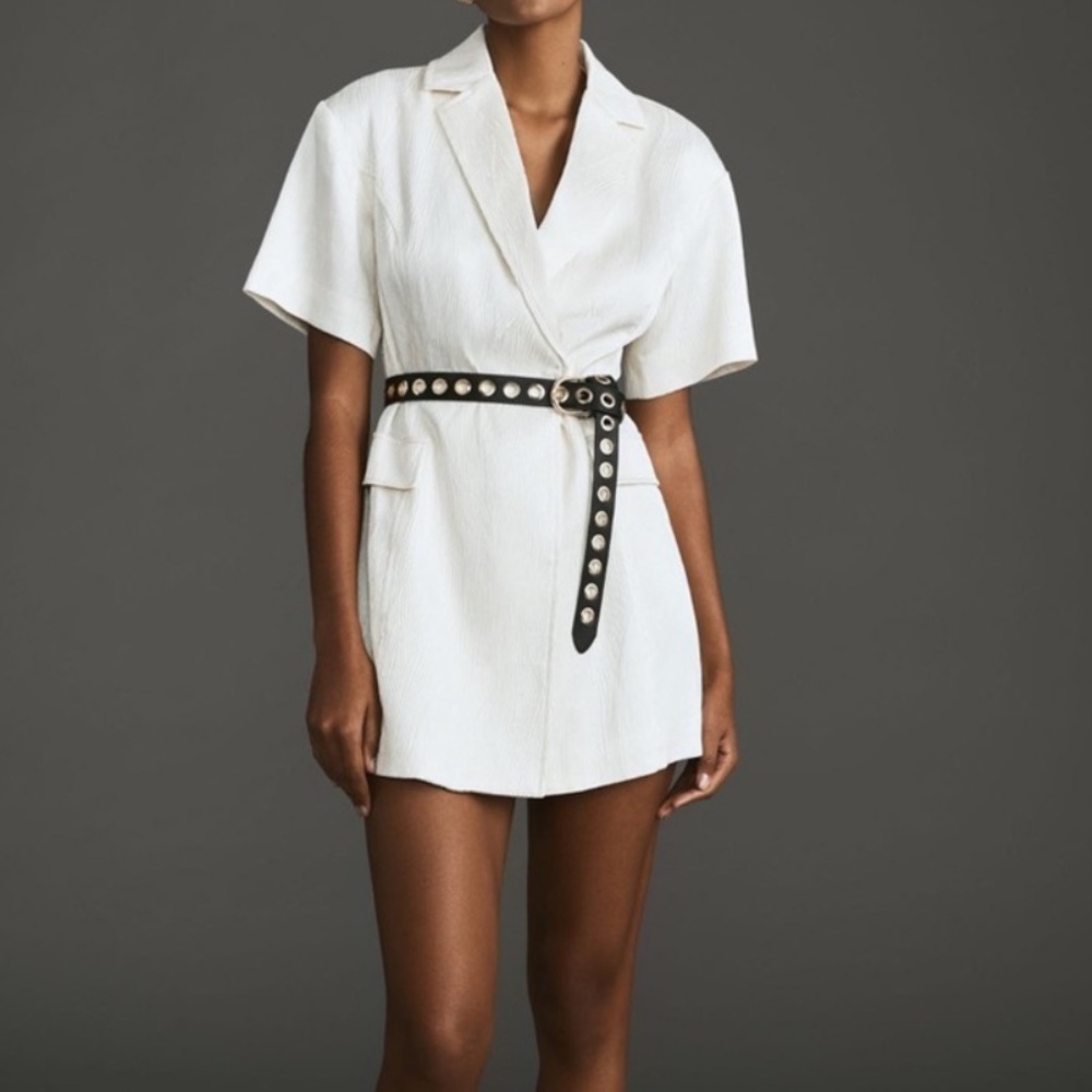 NWT Anthropologie 4SI3NNA Lorenzo Short-Sleeve Belted Blazer Dress l Medium